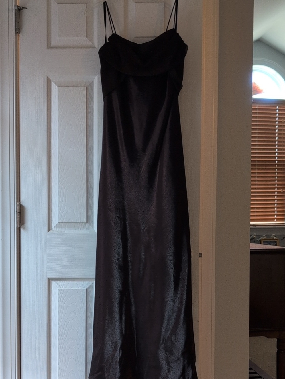 Elegant Brown Satin Slip Dress with Cowl Neck